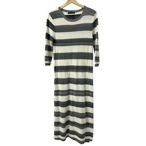 Maeve Anthropologie Striped Gray Knit Maxi Dress Medium